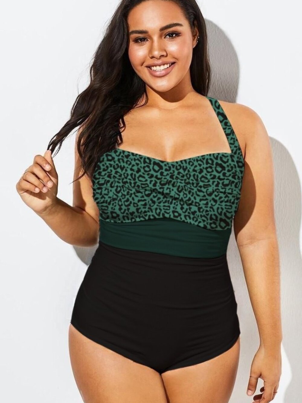 NWT Green Leopard Print One-Piece Swimsuit